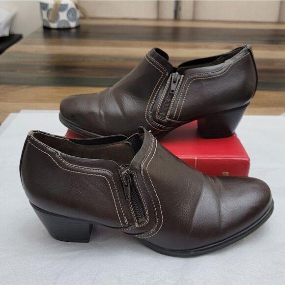 Natural Soul All Thru Comfort Women's Booties Size 8.5M Brown Side Zip Slip On - Picture 1 of 9